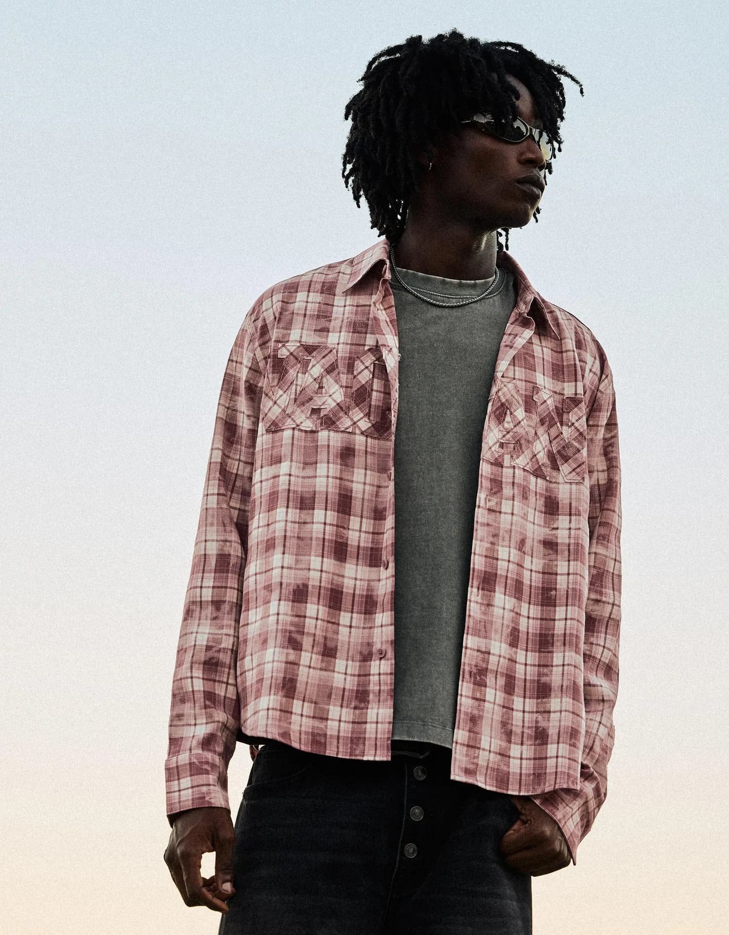 Camisa Xadrez Rosa com Bolso