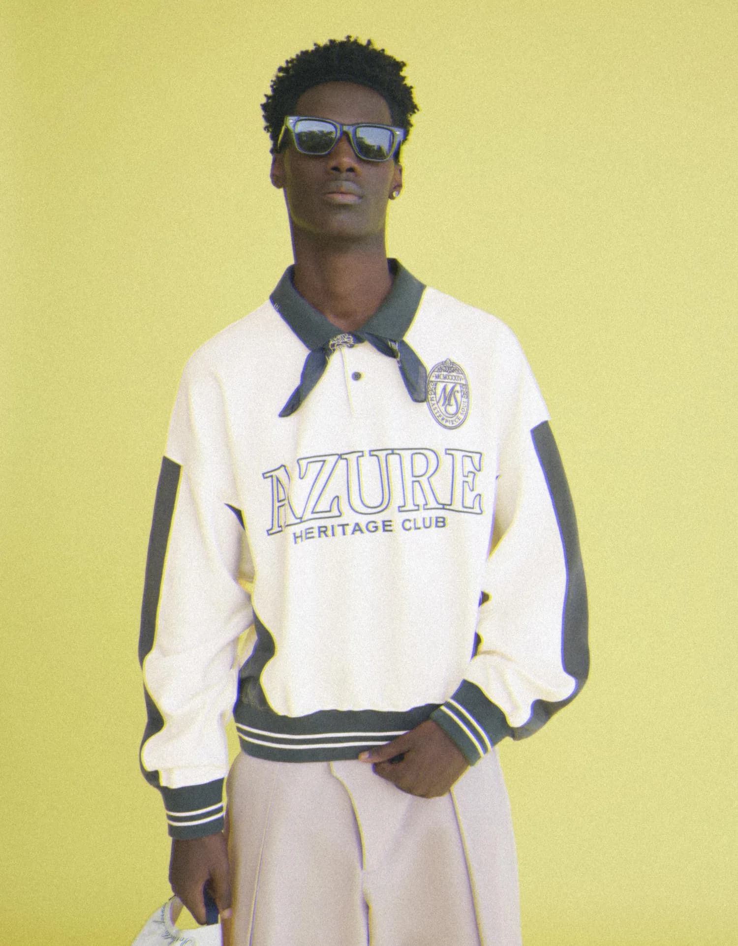 Polo de Moletom Manga Longa Estampada