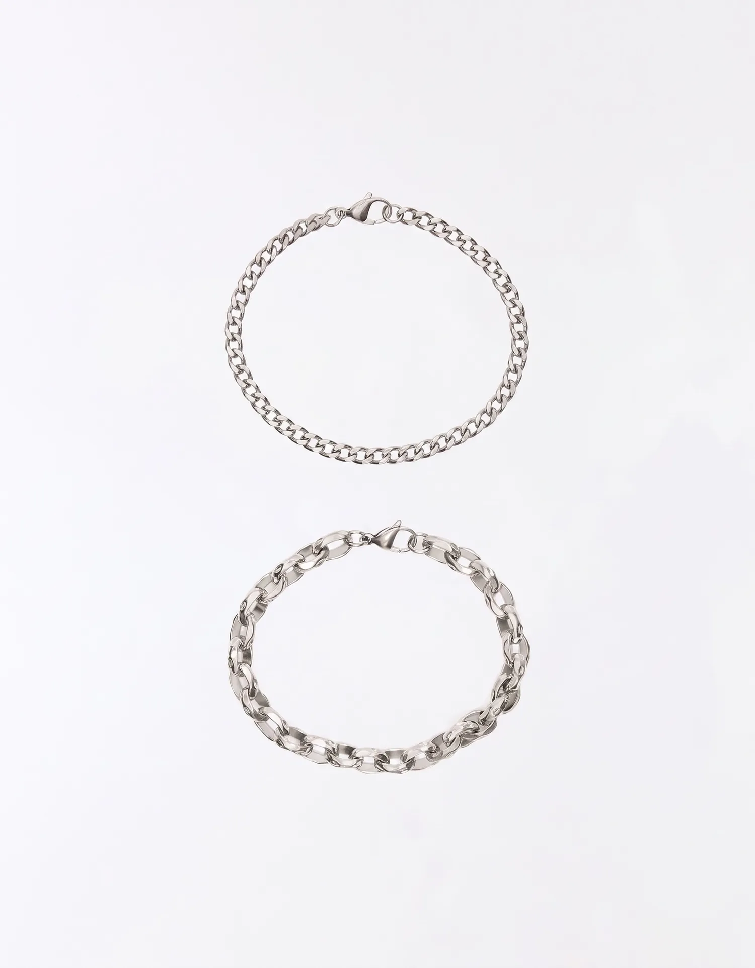 Duas Pulseiras de Corrente Aço Inoxidável