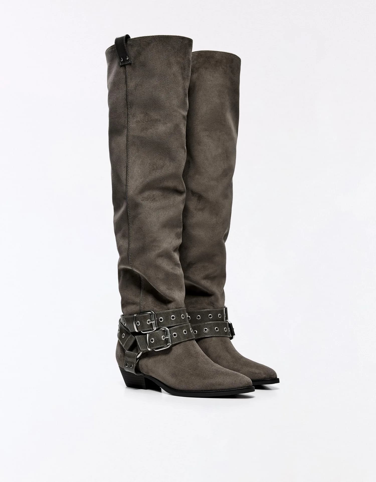 Bota Biker Rasteira Cano Alto Slouchy