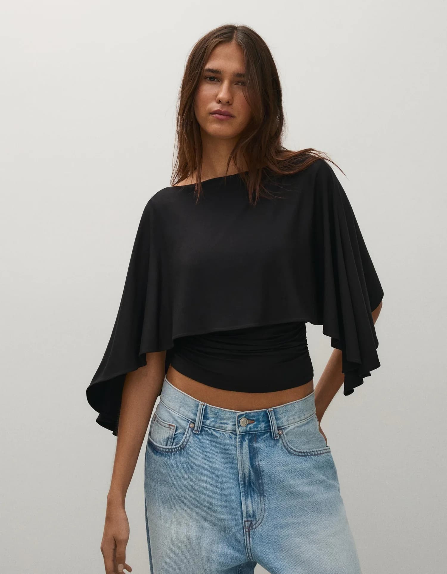 Camiseta de Viscose com Manga Capa