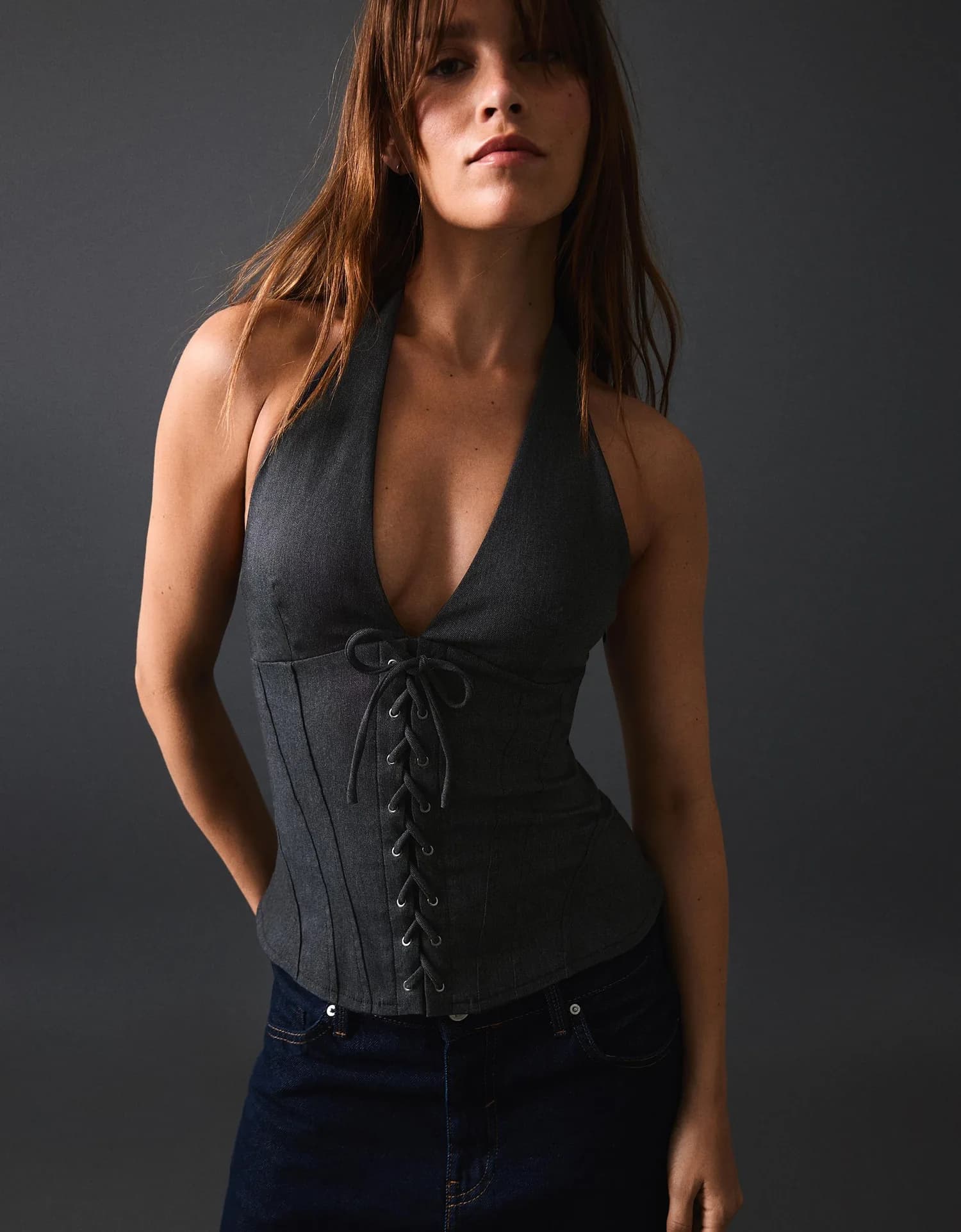 Top Halter Efeito Corpete