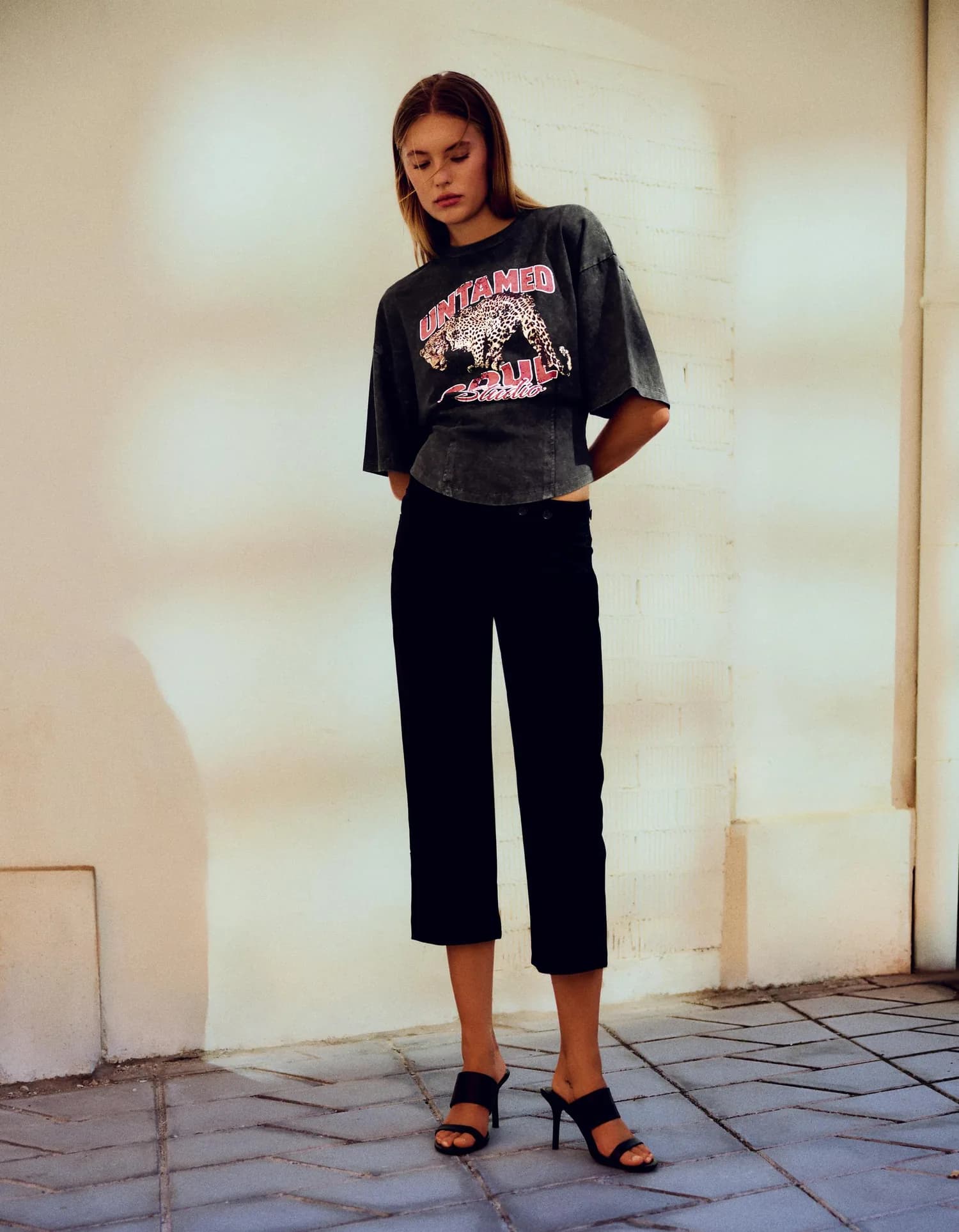 Camiseta Boxy Estampada com Corpete
