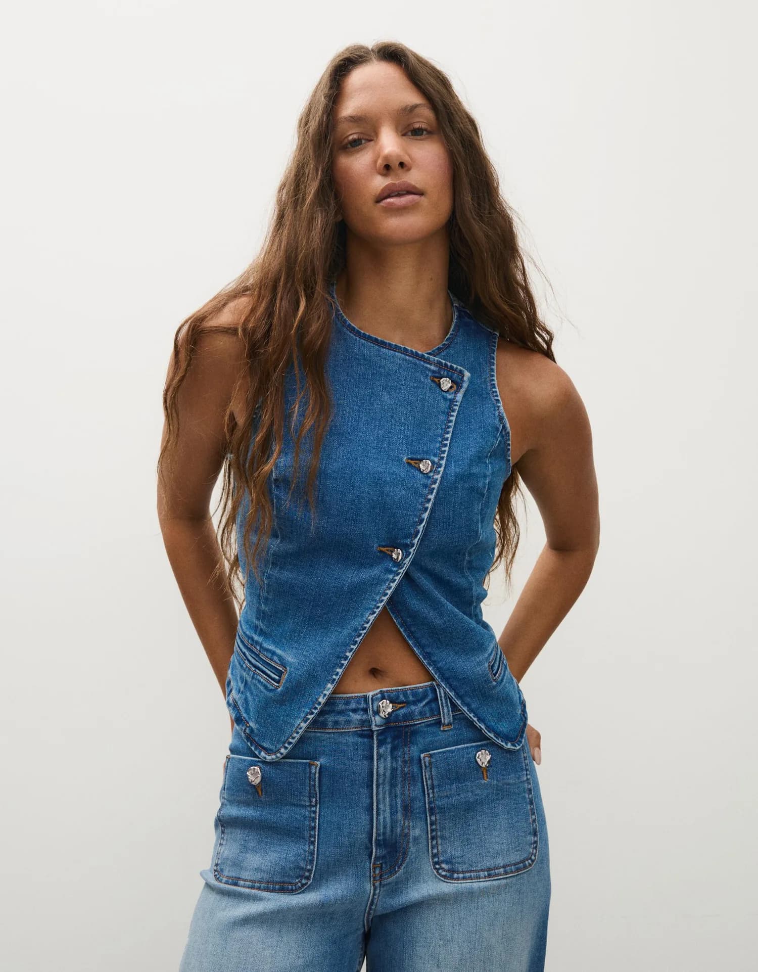 Colete Jeans com Botões