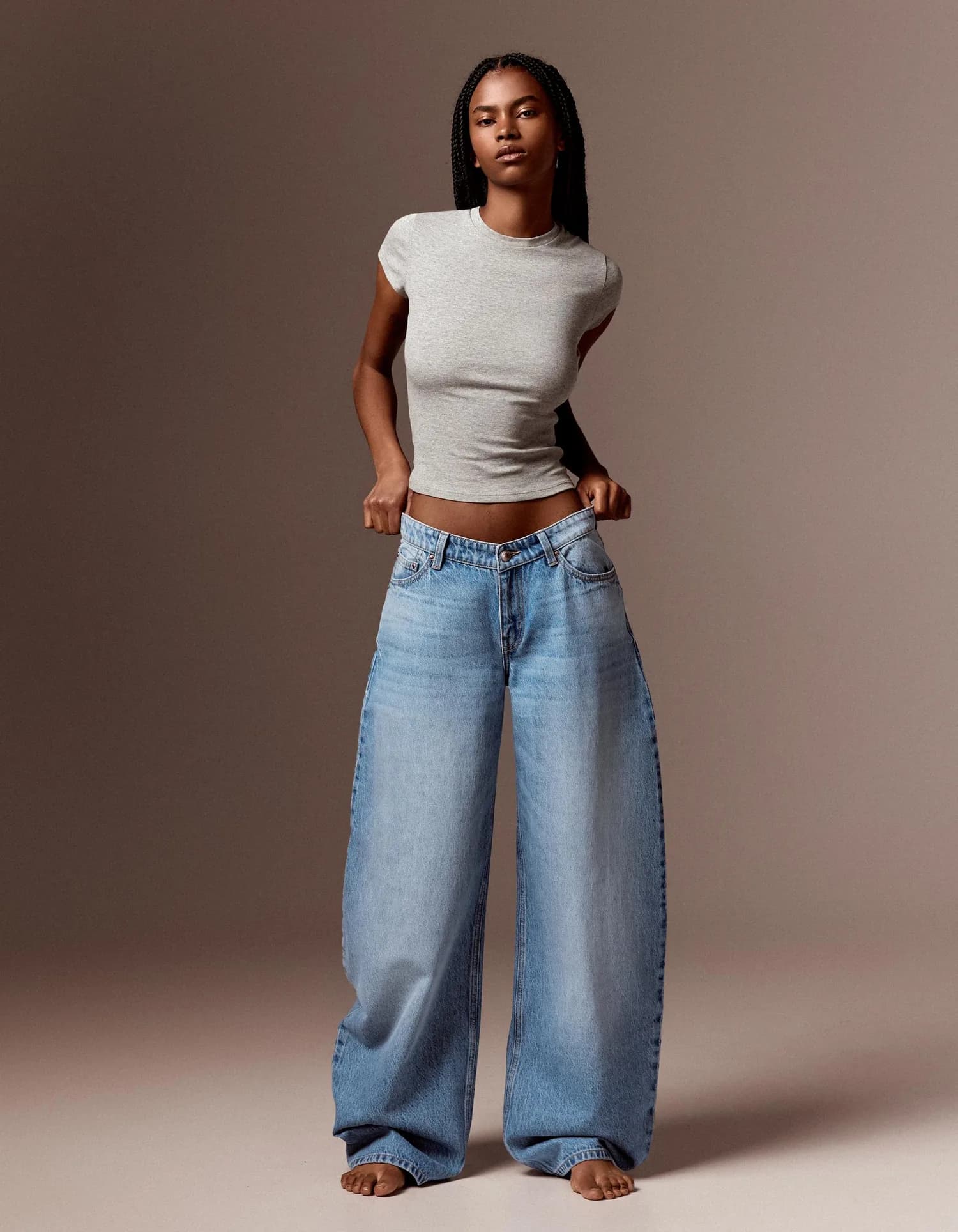 Calça Jeans Barrel de Cintura Alta