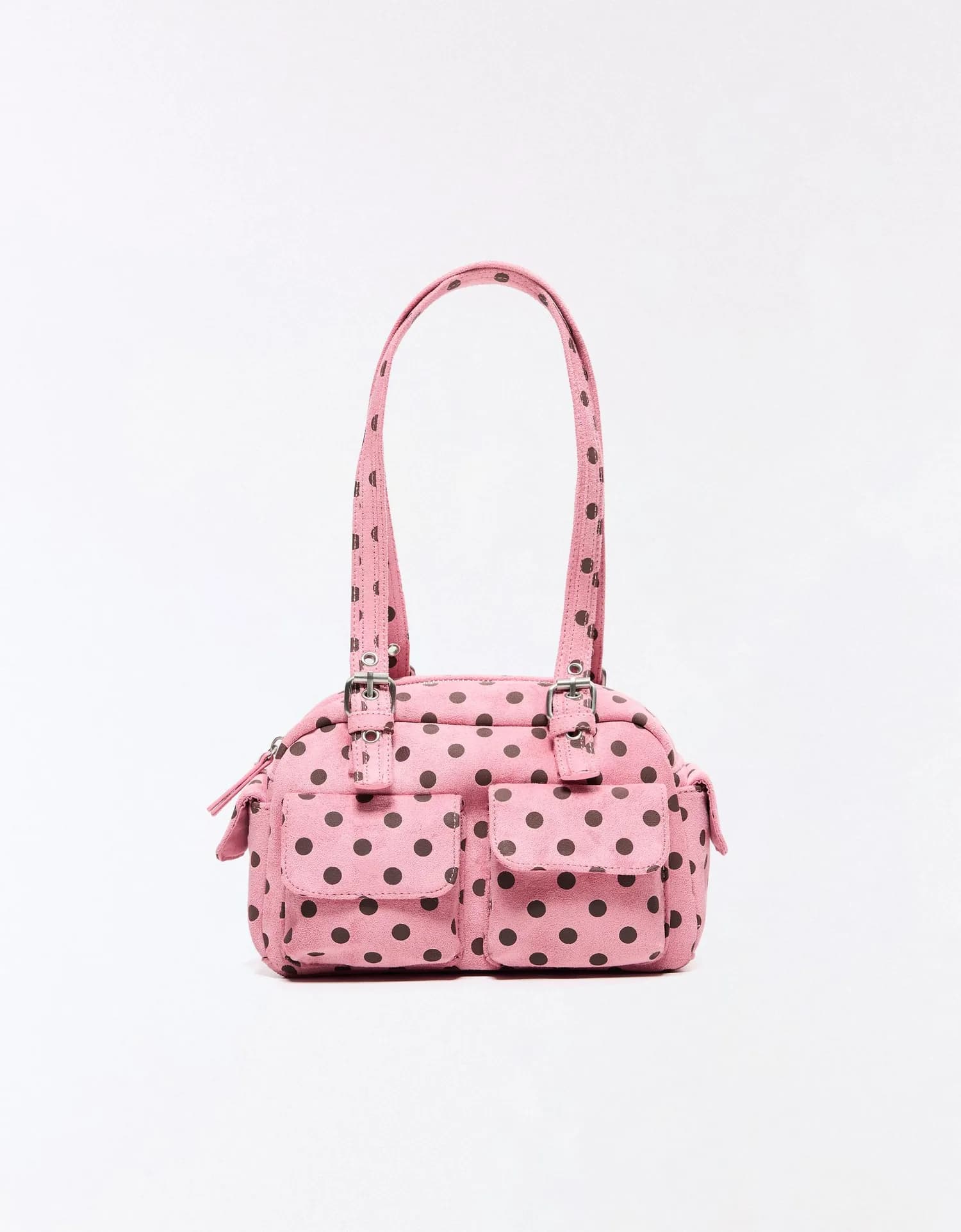 Bolsa com Bolsos e Estampa de Poá
