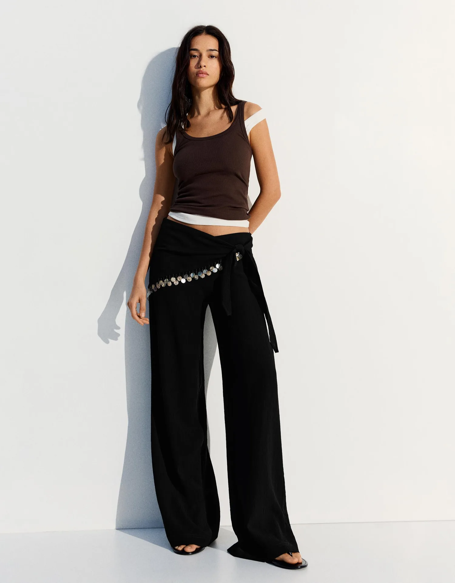 Calça Wide Leg de Bambula com Estampa de Lenço