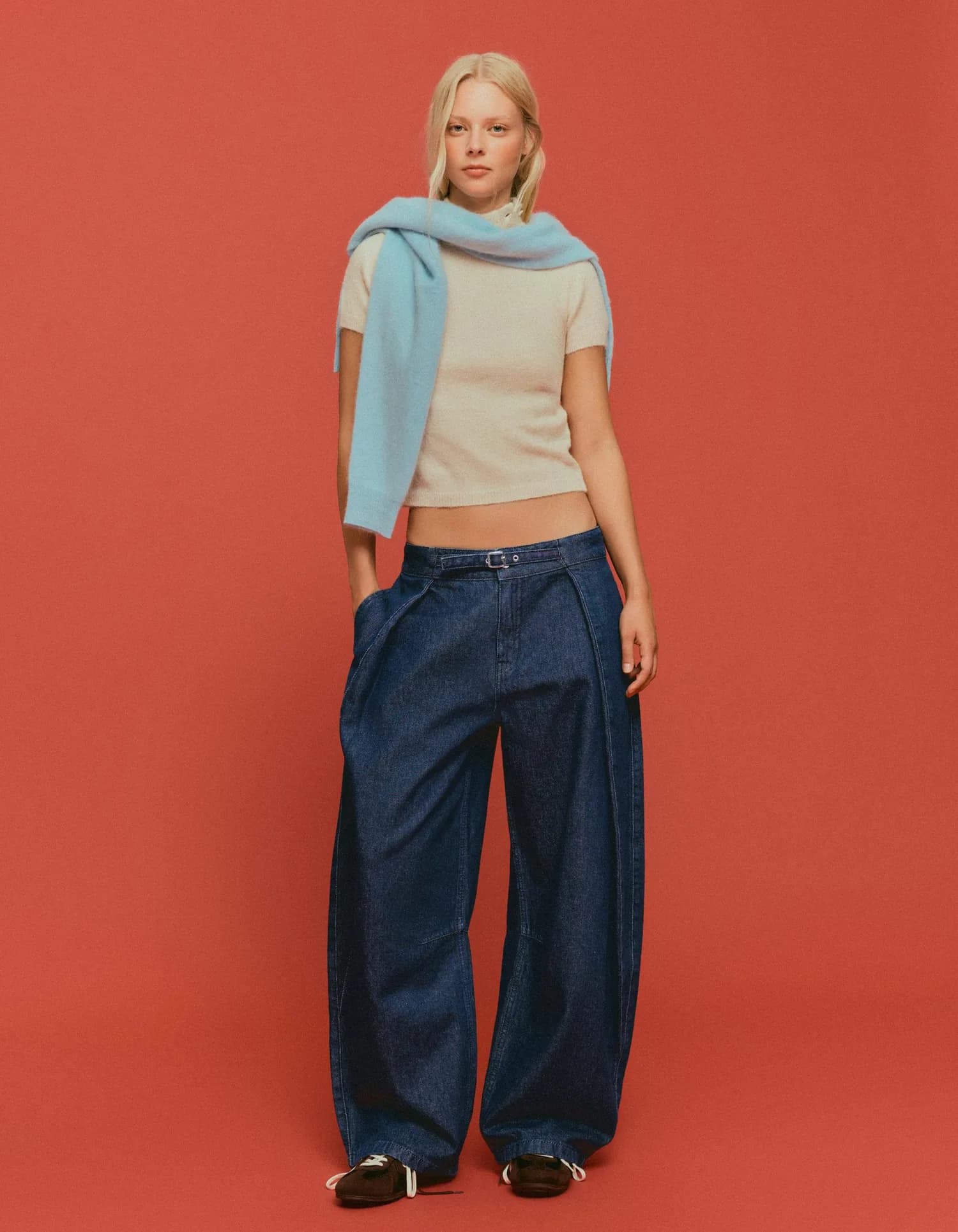 Calça Jeans Balloon com Pregas