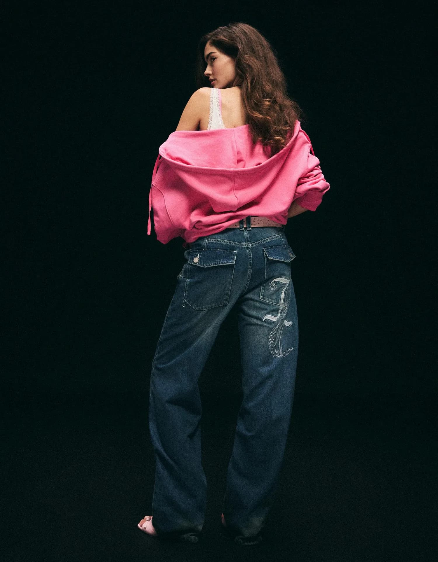 Jeans Baggy Juicy Couture com Bordado