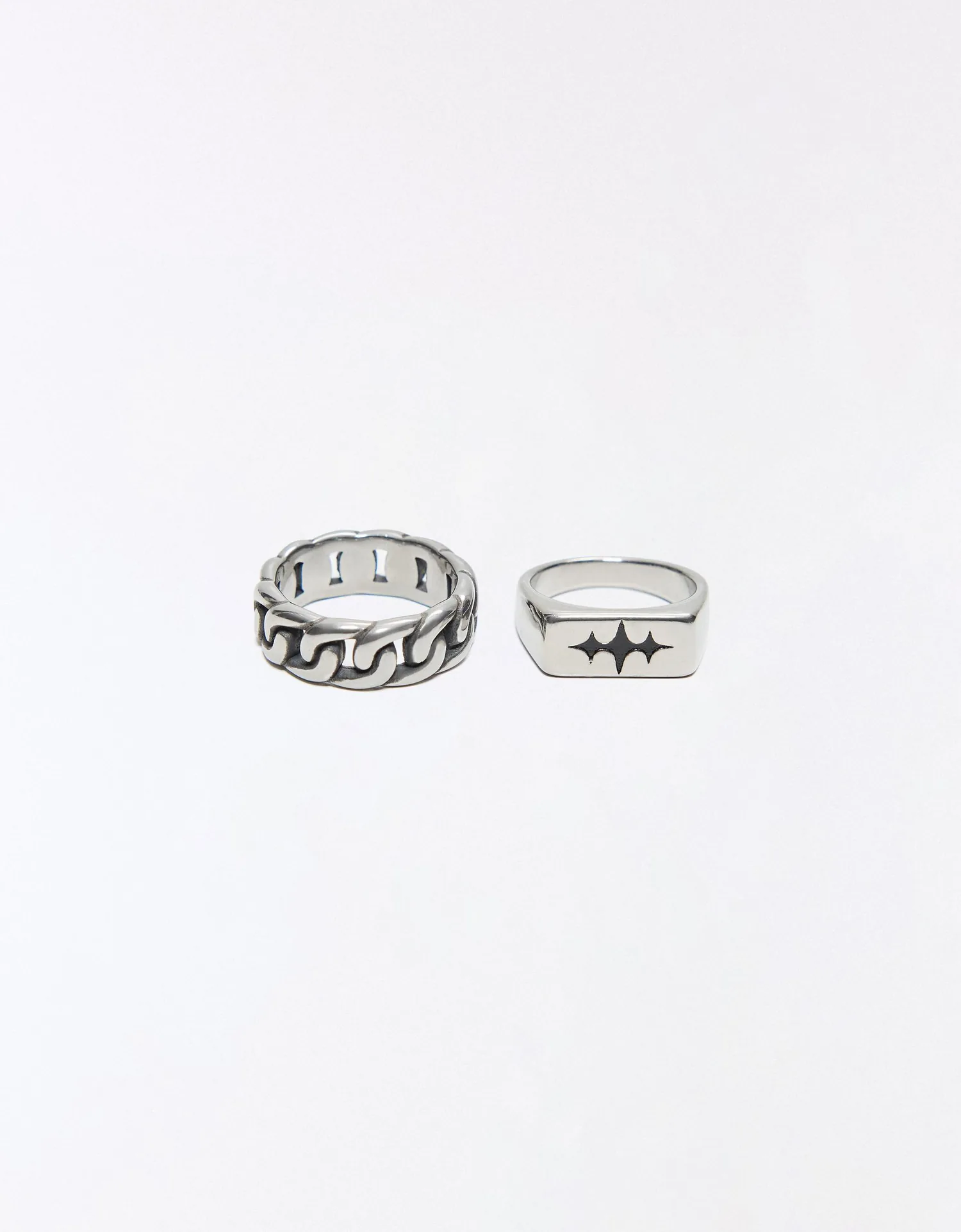 Conjunto de 2 Anéis em Aço Inoxidável