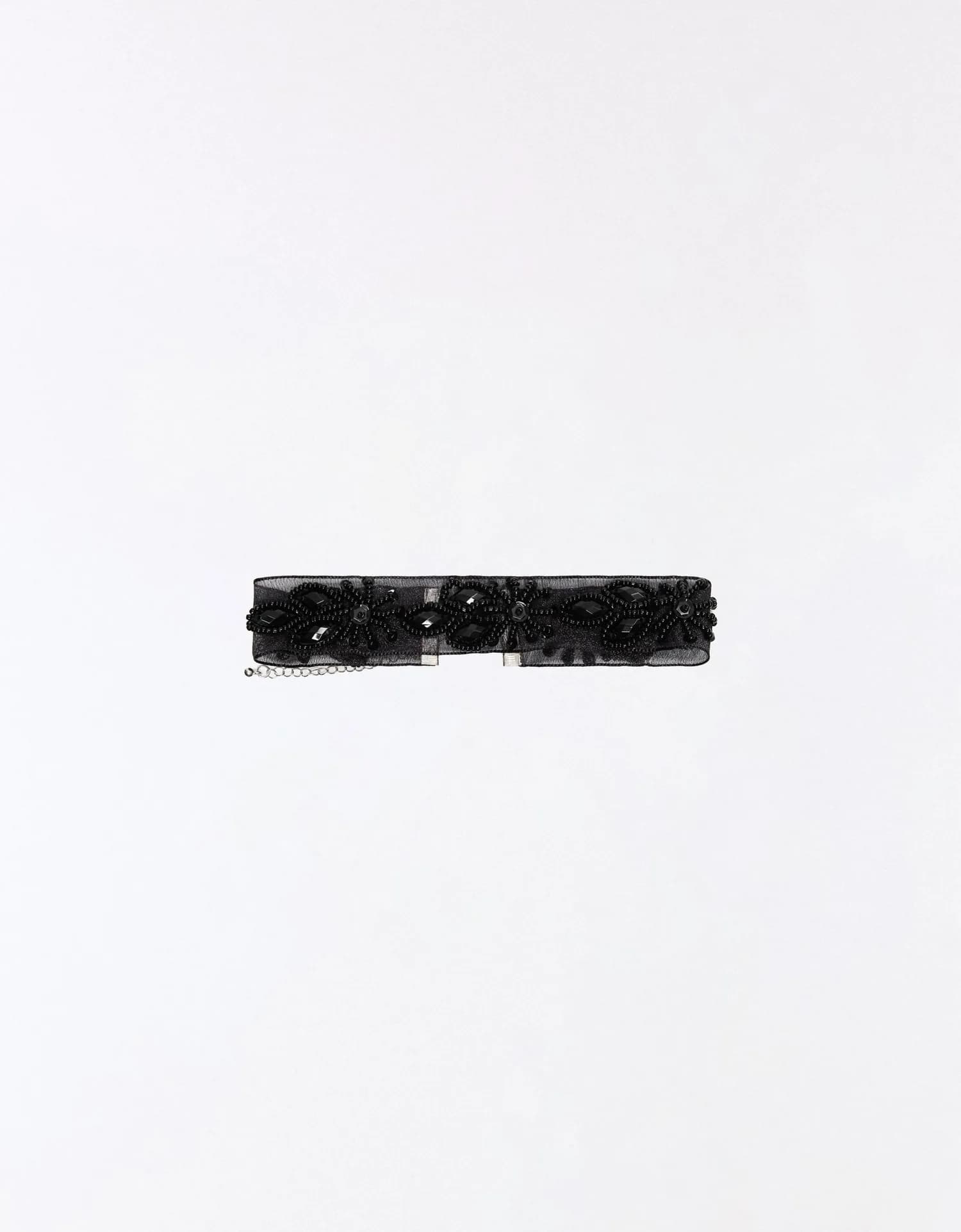 Colar Choker de Tecido com Flores Bordadas