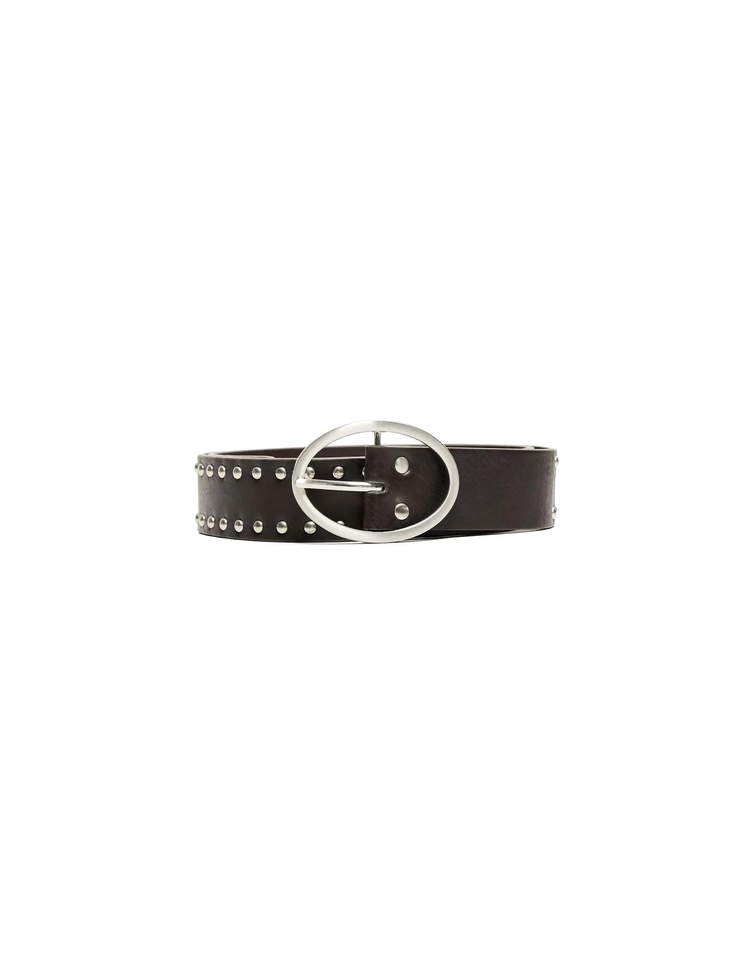 Cinto com Fivela Oval e Tachas
